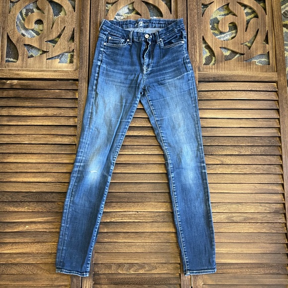 7 For All Mankind Denim - 7 For All Mankind Dark Wash High-Waist Skinny Jeans - Genevieve 27